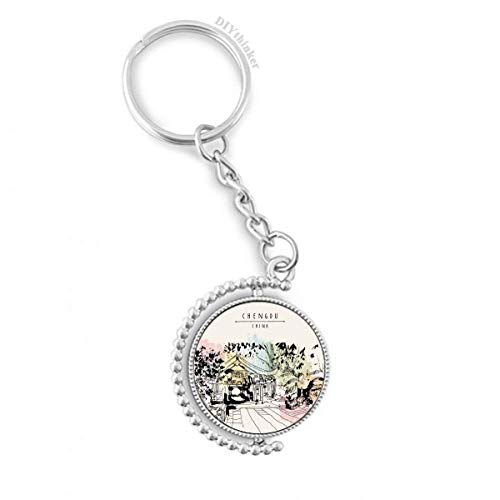 Llavero con anillo giratorio de Lijiang China: colgante decorativo para llaves de casa