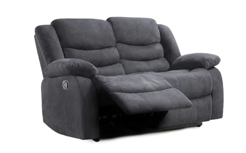 Madrid Fabric Recliner Sofa with Cupholders - 3+2 Seater Sofa Grey (2 seater)