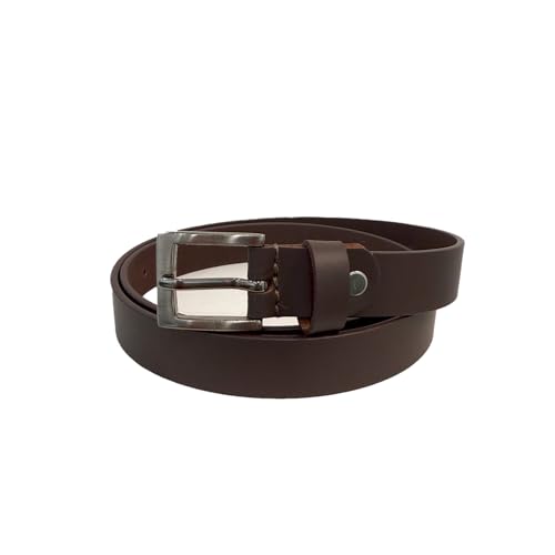 Women Classic Brown Leather Belt with Metal Buckle, Casual Style3