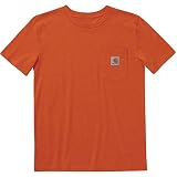 Carhartt boys Short Sleeve Pocket T-shirt T Shirt, Exotic Orange, Large US