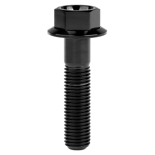 Image of Ti Screws M10 x 20 25 30 35 40 45 50 55 60 65 70 75 80 90 100mm 1.25 Pitch Titanium Flange Hex Bolt Pack of 4 (Black, M10x45mm)