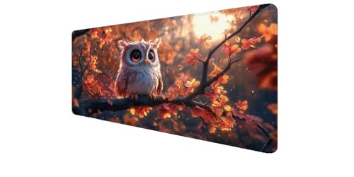 Mouse pad gigante de 900x400x3mm con diseño de árbol y búho para PC