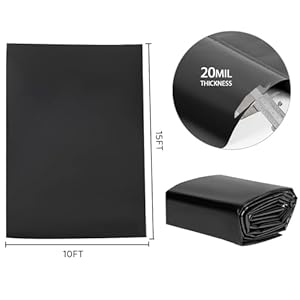 Pond Liners 10 x 15 Feet, Easy Cutting LDPE Pond Liner 20 Mil, High Preformed Koi Pond Liner for Ponds, Streams, Fountains and Garden Waterfall Pond Liners 10 x 15 Feet Easy Cutting LDPE Pond Liner 20 Mil High Preformed Koi Pond Liner for Ponds Streams Fountains and Garden Waterfall