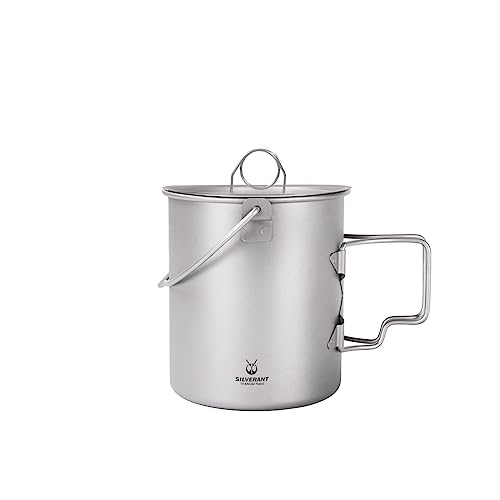 SILVERANT 750ml Titanium Cup Backpacking Pot Mug with Bail Lid &Handle