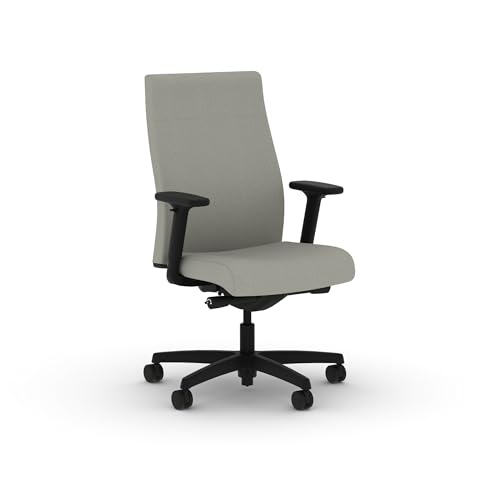 Image of HON Ignition 2.0 Ergonomic Office Chair with Adjustable Arms, Advanced Synchro‑Tilt Recline, Upholstered Desk and Computer Chair for Home Office or Workstation, Black Frame, Fog