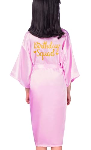 Birthday Squad Birthday Girl Princess Robe Spa Robes for Girls Party Satin Silk Kimono Robes Party Supplies