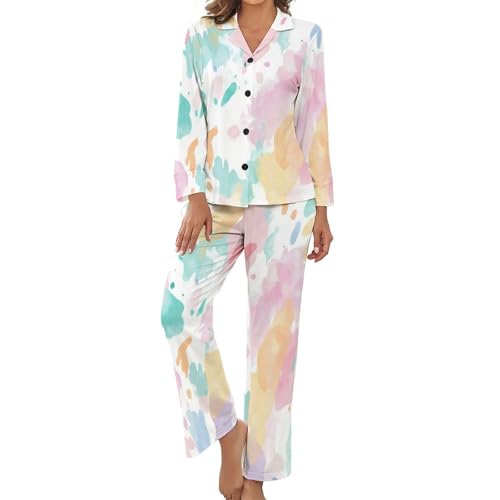 Pyjama femme ensembles deux pièces mi saison pantalon et haut manches longues chic