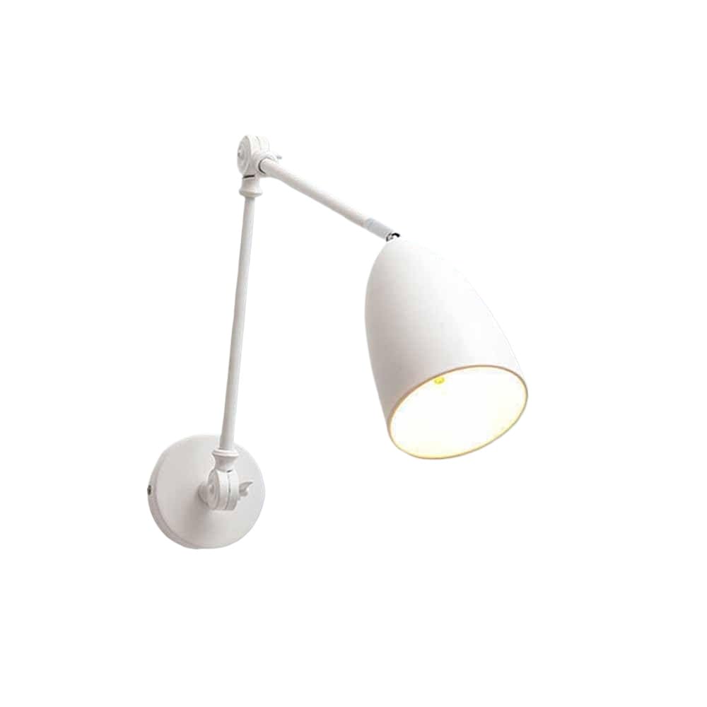 HCZKIUJY Swing Arm l Mounted Reading Lights for Bedroom Black Farmhouse Industrial l Sconce Hardwired Reading Light Vintage Metal White Long Arm l Lamp for Bed Bedside Headboard/White (White)