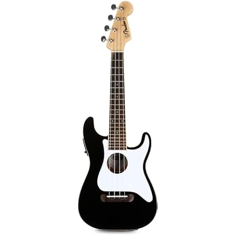 Fender Fullerton Strat Uke Black Concert Ukulele Cover