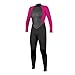 O'Neill Women's Reactor-2 3/2mm Back Zip Full Wetsuit, Black/Berry, 8