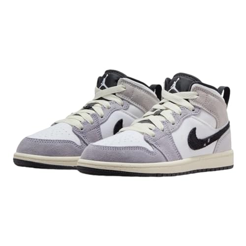 NIKE Air Jordan 1 Mid SE Craft PS Preschool Little Kids' Shoes 'Inside Out - Cement Grey' (FD9090 002)3
