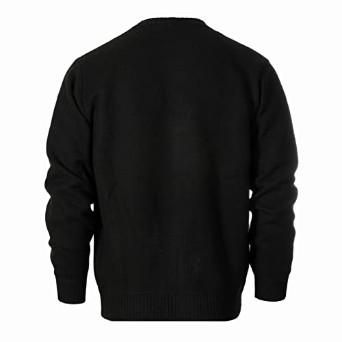 Gioberti Men's Knitted V-Neck Button Down Cardigan Sweater With Flannel Lining And Pockets, Black, Large #TOP1