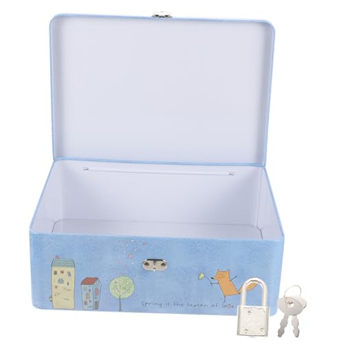 DECORNIJIA ヴィンテージ小物収納鍵付きブリキ箱 蓋付きコンパクト収納ケース デスクトップ用錫製堅牢容器 ジュエリーやコイン整理に適したロ