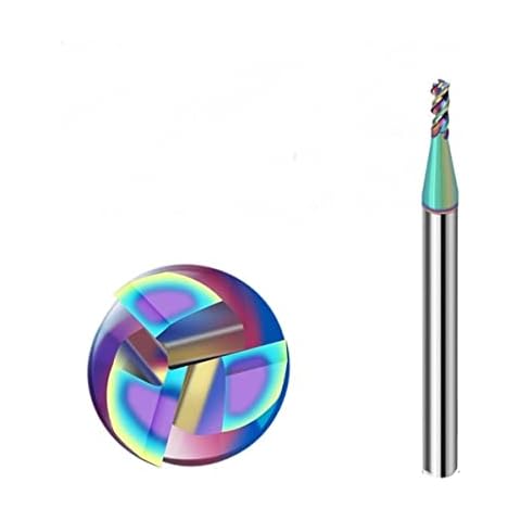 ElecMotive Carbide Square End Mill CNC Router Bits with 5 Colours Coat for Aluminum/Alloy Steels/Plastics/Wood (Ø2.5mm x l8 x D4 x L50) Cover