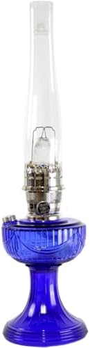 Aladdin Lincoln Drape Oil Lamp - Traditional Classic Indoor Oil or Kerosene Fuel Lamp, Bright White Light, Glass with Nickel Trim, Cobalt Blue
