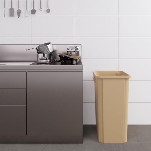Caneca de basura cuadrada beige 23 galones comercial miniatura 3