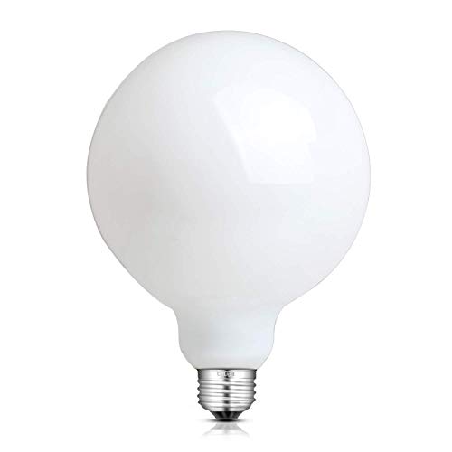 CRLight 10W G125 Dimmable Opal LED Large Globe Bulb 4000K Daylight White, G40 Replacement 80W Eqv 800LM E26 Vintage Edison Oversize Coated Inside White Milky Glass Filament Light, Smooth Dimming