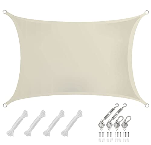 AMANKA 98% UV-Schutz: 2x3m Sonnensegel Rechteckig Wasserdicht - 90% Beschattung - Sonnenschutz Dach für Terrasse Balkon Garten Trampolin - Segeltuch mit Befestigung - Terrassenüberdachung Rechteck