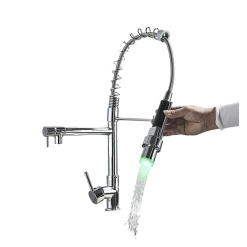 Robinet de cuisine à LED avec douchette extractible et double buse pour évier - 3