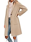 Tankaneo Womens Pea Coat Notched Lapel Single Breasted Long Jacket Winter Casual Trench Coat Outerwear