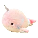 Buntes Narwal Kuscheltier, Wal Hai Plüschtier, Kuscheltier Einhorn Wal, Weiches Walfisch Stofftier zum Kuscheln, Spielen, Niedlicher Whale Plüsch Puppe Spielzeug Kinder Geburtstag Geschenk (75cm)