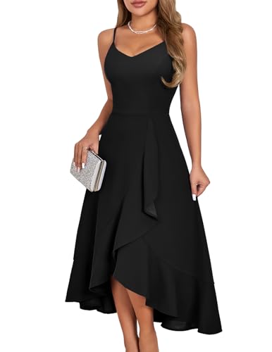 DRESSTELLS Schwarzes Kleid Damen Elegant...