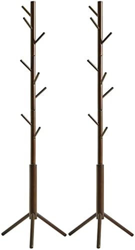 YMYNY Coat Rack Freestanding, Wooden Coat Racks with 8 Hooks, Adjustable Hall Tree for Entryway, Living Room, Hallway, Bedroom, Coat Hanger for Hats, Handbags, Clothes, Purse, Umbrella, White, HCR001W
