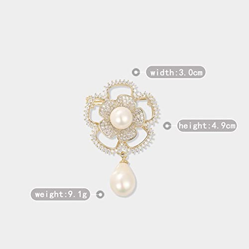Ailonmei Elegant Pearl Flower Designer Brooch Pins Broches Costume Jewelry For Women Fashion Christmas Gift (Elegant Camellia) #TOP4