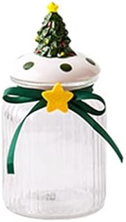 Christmas Candy Jars Crystal Glass Candy Jar with Lids Cookie Jar Food Storage Containers Nuts Snack Canister Sugar Bowl Wedding Party Biscuit Candy Buffet Decorative Jar Jewelry Box (tree,38oz)