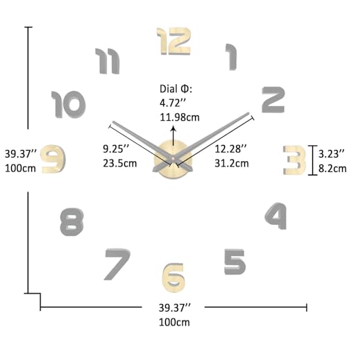 VANGOLD Wall Clock Large Wall Clock for Living Room Decor, Decorative Wall Clocks Battery Operated (Black Gold Wall Decor)