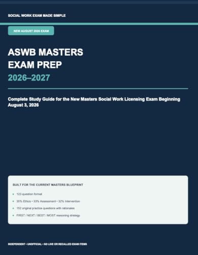 Image of ASWB Masters Exam Prep 2026–2027: Complete Study Guide for the New Masters Social Work Licensing Exam Beginning 8-3-26 w/ Applied Reasoning, Ethics, Assessment, Intervention & 152 Original Questions