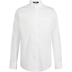 IZOD Boys’ Long Sleeve Solid Button-Down Collared Oxford Shirt with Chest Pocket