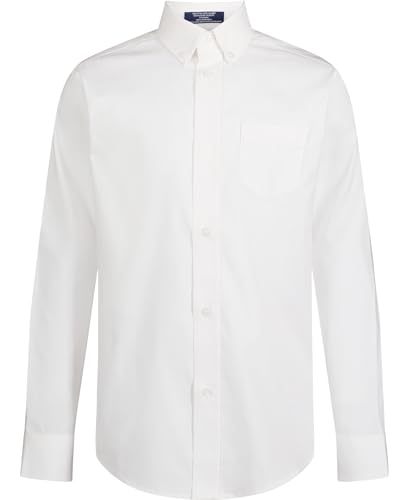 Image of IZOD Boys' Long Sleeve Solid Button-Down Collared Oxford Shirt with Chest Pocket