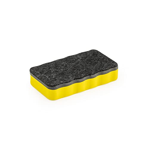Image of Trodat Classmates Magnetic Whiteboard Duster - Yellow Lightweight Non-Toxic Board Eraser for Dry Erase Markers & Chalk - Smudge-Free Cleaning for Classroom, Home & Office