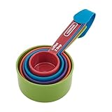 Farberware 5216439 Professional Plastic Measuring Cups with Coffee Spoon, Set of 5, Assorted Colors