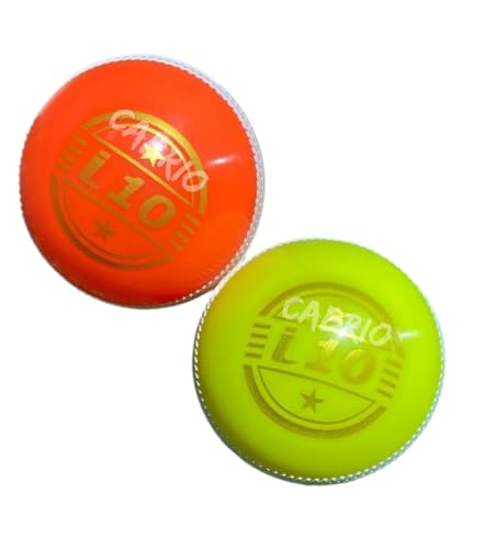 CABRIO Cricket I 10 Rubber Synthetic Ball Pack Of 3, Best For Practice And Training, All Age Groups,Multicolor