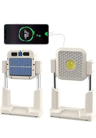 PIKFOS New 2024 LED Solar Worklight with 4 Modes, 10000mAh USB Rechargeable, IP66 Waterproof Portable Outdoor Working Light for Emergency, Repair, Camping || Pack of 1