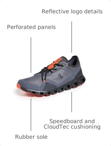Image of On Men's Cloud X 3 AD Sneakers, Eclipse | Flame, Black, Orange, 7 Medium US