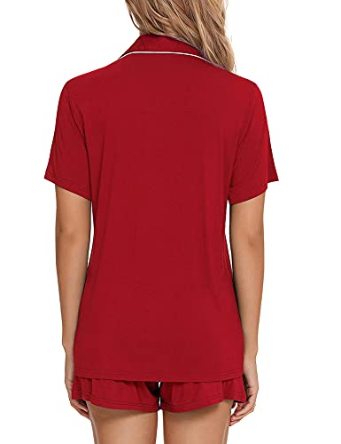 Image of Anjue Womens Pajamas Set Short Sleeve Button Down Soft Pj Sets S-XXL | V neck,Pyjamas,Modal,Wedding,Pijamas de mujer,Bridal party,Viscose,Knit,Cute,Lounge,Lightweight,Nursing,Holidays