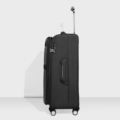 Image of CARLTON Yorkshire Sl | Check-in Trolley Bag, 81 Cm Large Softsided Luggage | 8 Wheels, TSA Lock | Polyester | Premium Suitcase for Travel | 5 Year International Warranty | Black