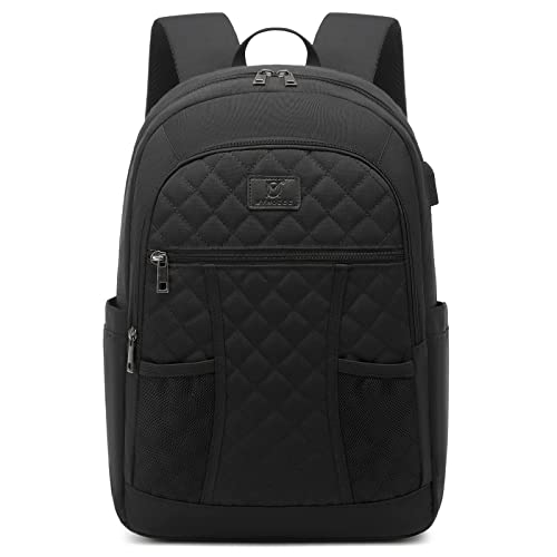 Myhozee Rucksack Damen Herren -15.6 Zoll Laptop Rucksack Schulrucksack Mädchen Teenager,Wasserdicht Schultasche Daypack für Schule Uni Arbeit Business Reise, Schwarz