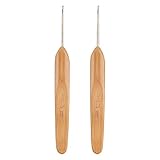 JubileeYarn Metal Crochet Hooks w/Bamboo Handle | 2 Piece Set: Size 1.75mm | Carbonized Brown