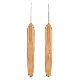 JubileeYarn Metal Crochet Hooks w/Bamboo Handle | 2 Piece Set: Size 1.75mm | Carbonized Brown