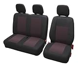 Juego de Fundas Protectoras de Asientos, específico para Furgonetas y Camiones de 2 + 1 plazas, Color: Negro y Rojo