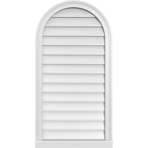 Ekena Millwork GVPRT22X4203SN Round Top Surface Mount PVC Gable Vent, Factory Primed White