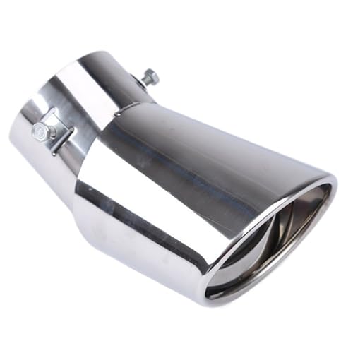 Image of Car Exhaust Tail Pipe Universal Car Exhaust Tip Round Stainless Steel Muffler Tail Trim Chrome Auto Pipe Silencer Inlet 1.5-2.75 Inch(76mm Silvery bend)