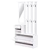 HOMCOM 3-in-1 garderobeset garderobepaneel schoenenkast met spiegel 2-delig wit