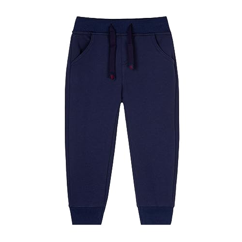 Mud Kingdom Jogger Pants for Little Boys Drawstring Solid Color Fashion Spring Autumn Navy Blue 5T