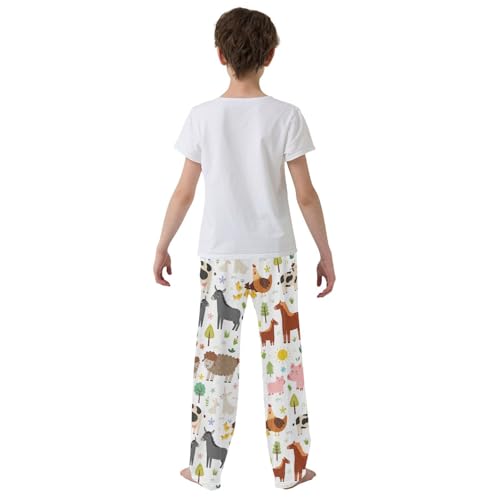 ZZXXB Donkey Cow Boys Long Pants Soft Trousers Elastic Waist Kids Lounge Bottoms with Pockets S-XL3