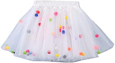 Infant Mulity Colorful Tulle Tutu Skirt Pom Pom Princess Mini Dress Children Clothing Pettiskirt Girl Clothes White 2T